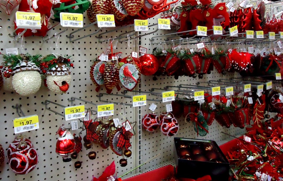 Christmas decorations in a store assorted 9