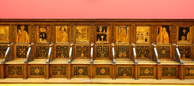 Choir stalls, Northern Italy, 1531, walnut with inlays - Bode-Museum - DSC02987