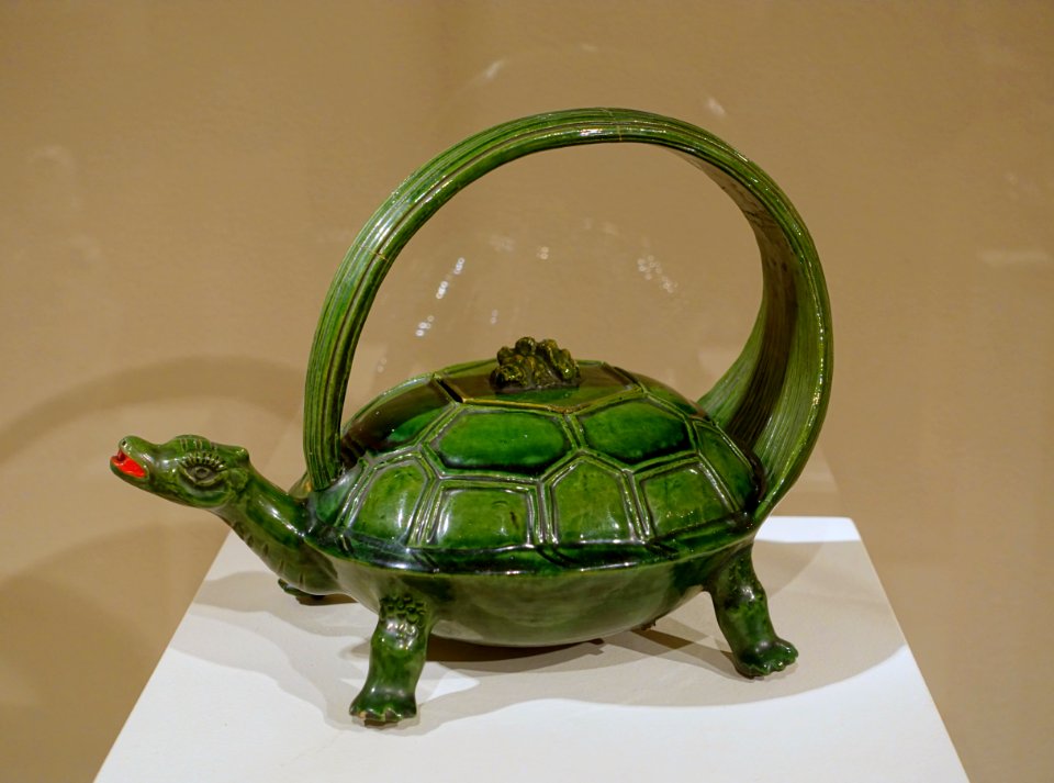 Choshi (sake server), Minato ware, Japan, Osaka, mid 1800s AD, glazed earthenware, lacquer - Peabody Essex Museum - DSC07515