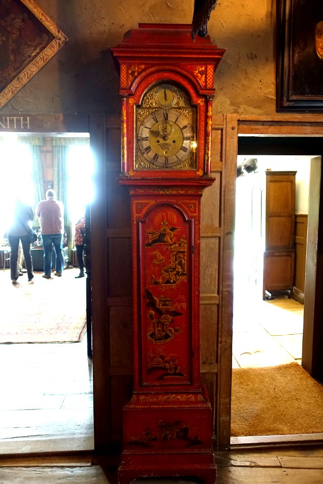 Chinoiserie tall clock by Stephen Rimbault, London, view 1 - Snowshill Manor - Gloucestershire, England - DSC09539