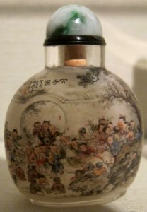 Chinese snuff bottle, 19th century, glass bottle with jadeite stopper, Honolulu Museum of Art II
