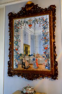 Chinese mirror painting, 2 of 2, c. 1780, Ante Room - Shugborough Hall - Staffordshire, England - DSC00301