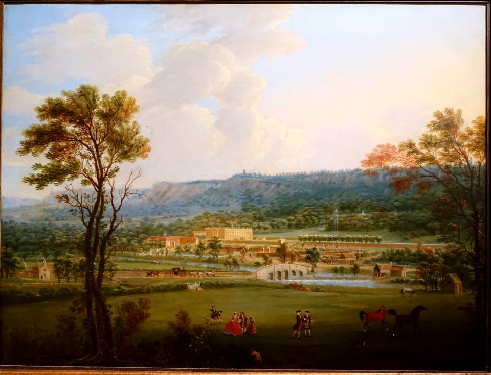 Chatsworth from the South-West, by Thomas Smith of Derby, early 1740s - Green Satin Room, Chatsworth House - Derbyshire, England - DSC03165