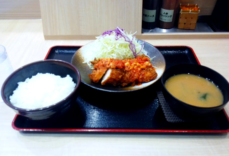 Cheeze tomato sasami cutlet set meal of Matsunoya