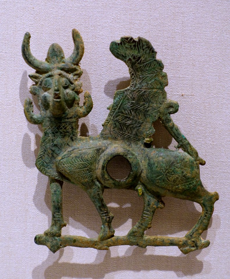 Cheekpieces in the shape of sphinxes, 2 of 2, Western Iranian, early 1st millenium BC, bronze DSC03072