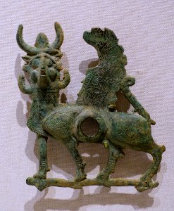 Cheekpieces in the shape of sphinxes, 2 of 2, Western Iranian, early 1st millenium BC, bronze DSC03072