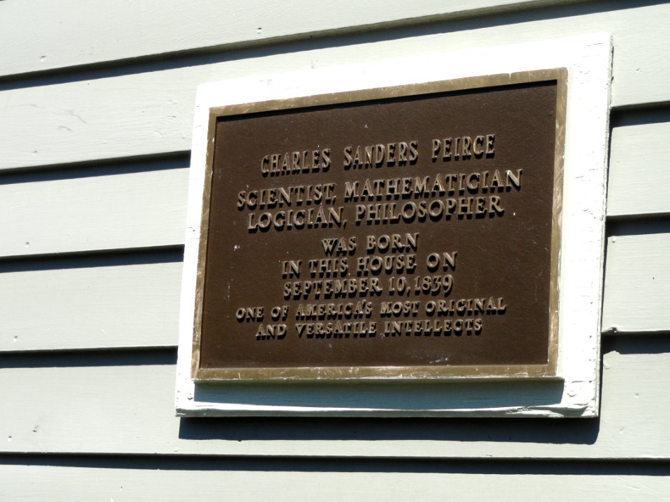 Charles Sanders Peirce birthplace plaque - DSC01447