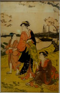 Cherry-blossom viewing at Gotenyama, by Chobunsai Eishi, Edo period, 1700s AD, print - Ishikawa Prefectural Museum of Traditional Arts and Crafts - Kanazawa, Japan - DSC09553