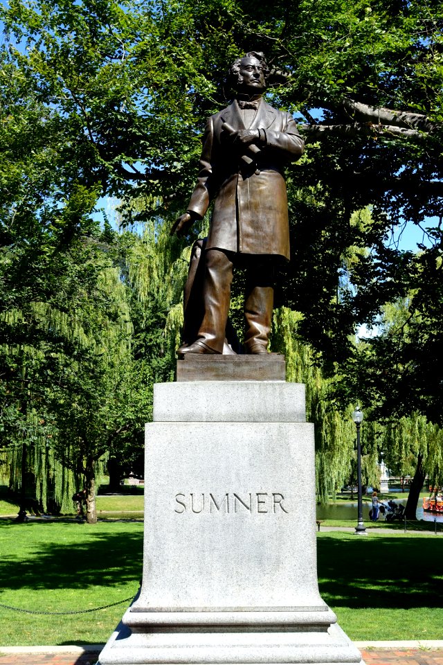 Charles Sumner statue in Boston Public Garden - DSC08113