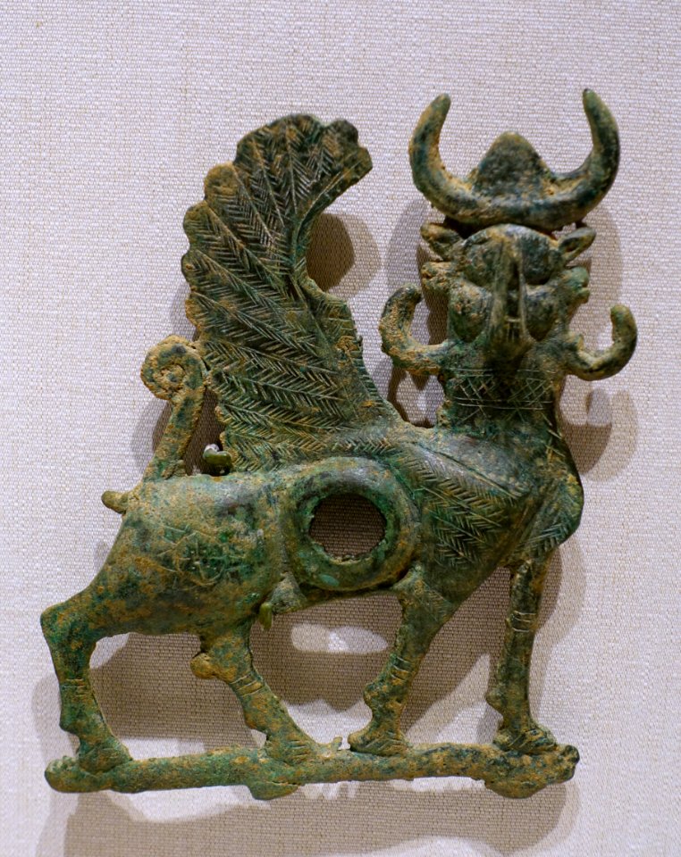 Cheekpieces in the shape of sphinxes, 1 of 2, Western Iranian, early 1st millenium BC, bronze - California Palace of the Legion of Honor - San Francisco, CA - DSC03070