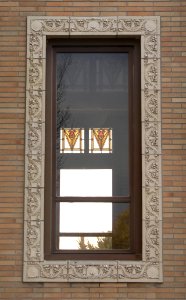 Charles Mix County courthouse N entrance EW windows
