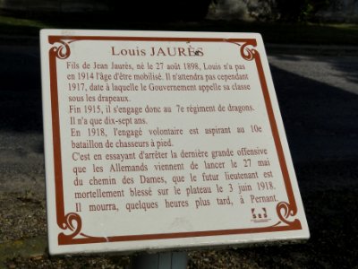 Chaudun (Aisne) mémorial Louis Jaurès, plaque