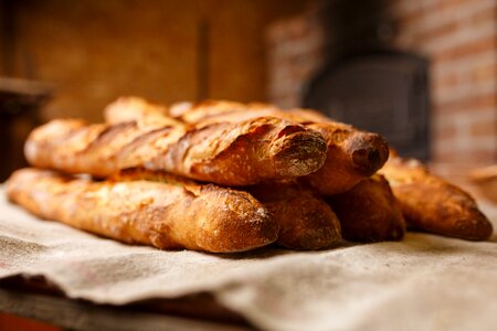 Fresh bread baker eat photo