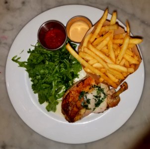 Chicken breast, fries, and salad - Boston, MA