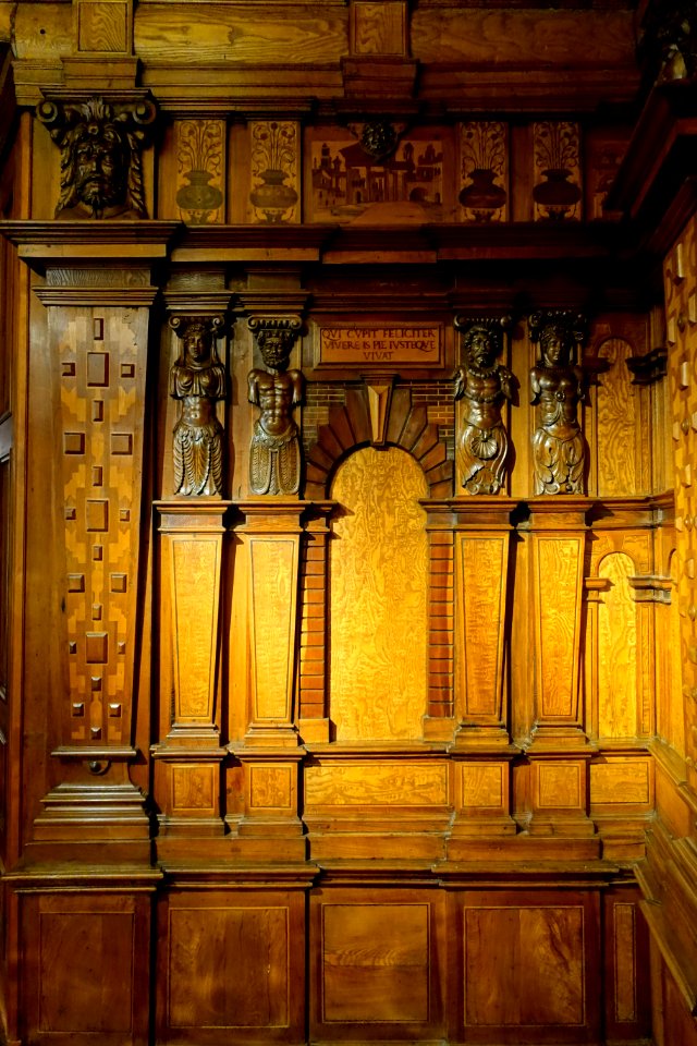 Chiavenna Room, from Casa Moro, Chiavenna, c. 1580, maple, ash, walnut, other woods - Hessisches Landesmuseum Darmstadt - Darmstadt, Germany - DSC00476