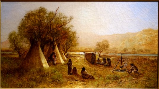 Cheyenne Encampment by Ralph Blakelock, c. 1873, oil on canvas - Portland Art Museum - Portland, Oregon - DSC08745