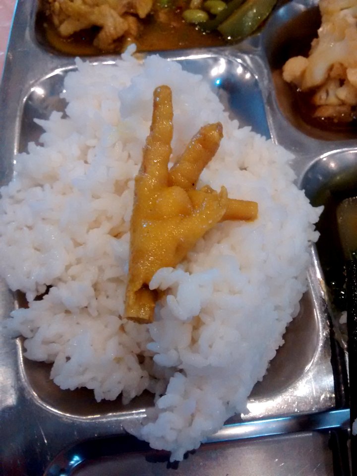 Chicken foot on rice