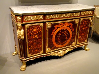Chest of Drawers (Commode), 1770-1780, Jean-Henri Riesener, France, oak, mahogany, kingwood, purple heart and unidentified exotic woods, gilt bronze, marble - Art Institute of Chicago - DSC09797