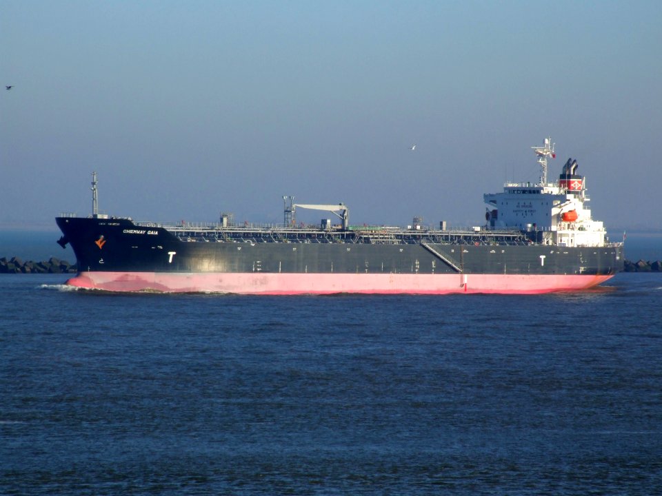 Chemway Gaia IMO 9354492 p1 leaving Port of Rotterdam, Holland 15-Dec-2007
