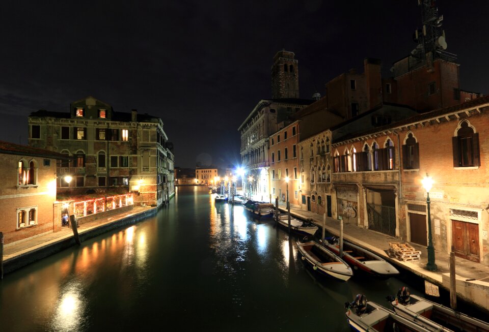 Canal evening moon photo