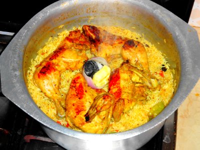 Chicken Mandi Rice during Cooking