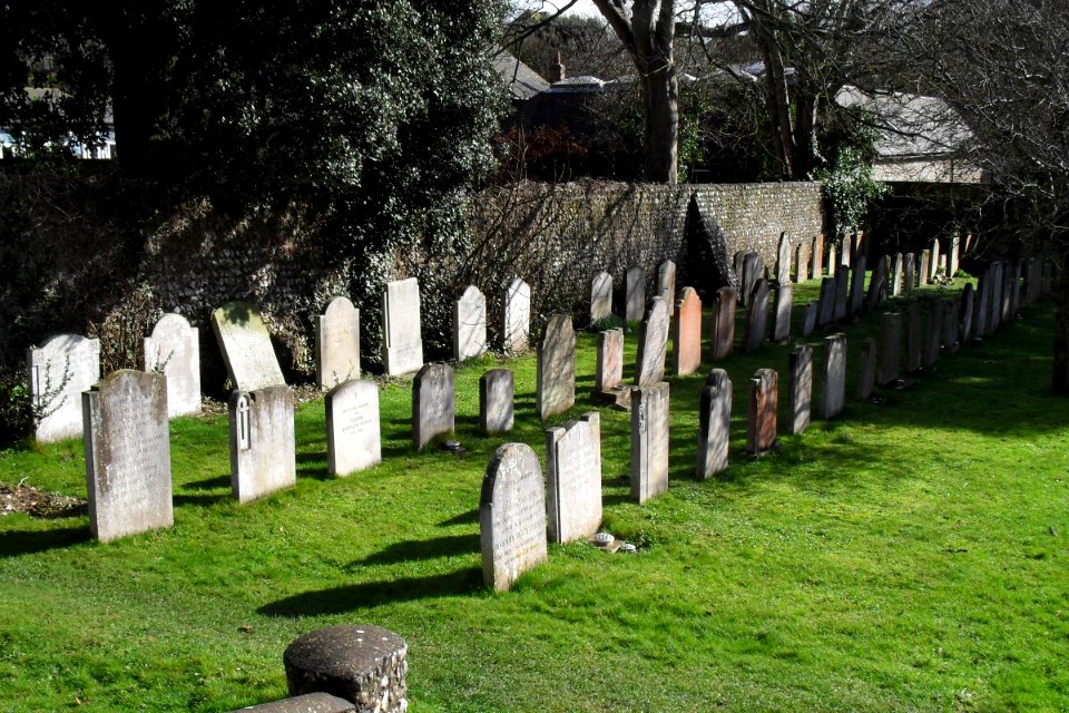 Churchyard at St Margaret's Church, Rottingdean (February 2011) (Walled Area on South Side) (2)