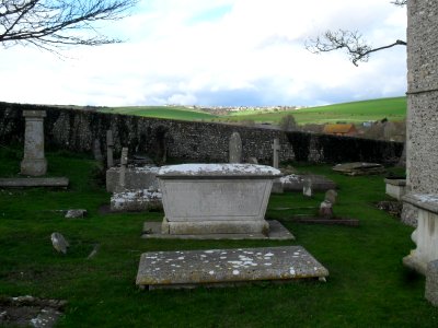 Churchyard at St Wulfran's Church, Ovingdean (General view towards Woodingdean) (February 2011) (3)