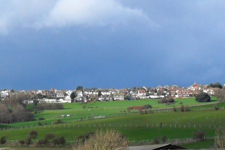 Churchyard at St Wulfran's Church, Ovingdean (General view towards Woodingdean) (February 2011) (2)