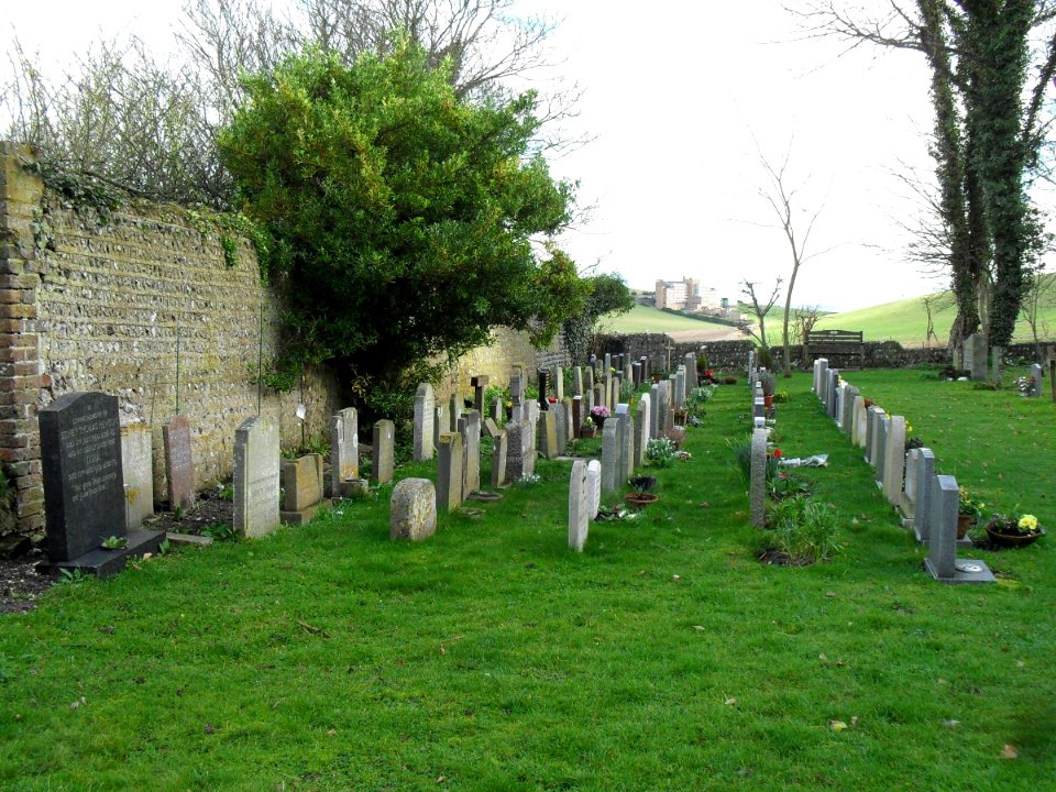 Churchyard at St Wulfran's Church, Ovingdean (February 2011) (General view towards South) (1)