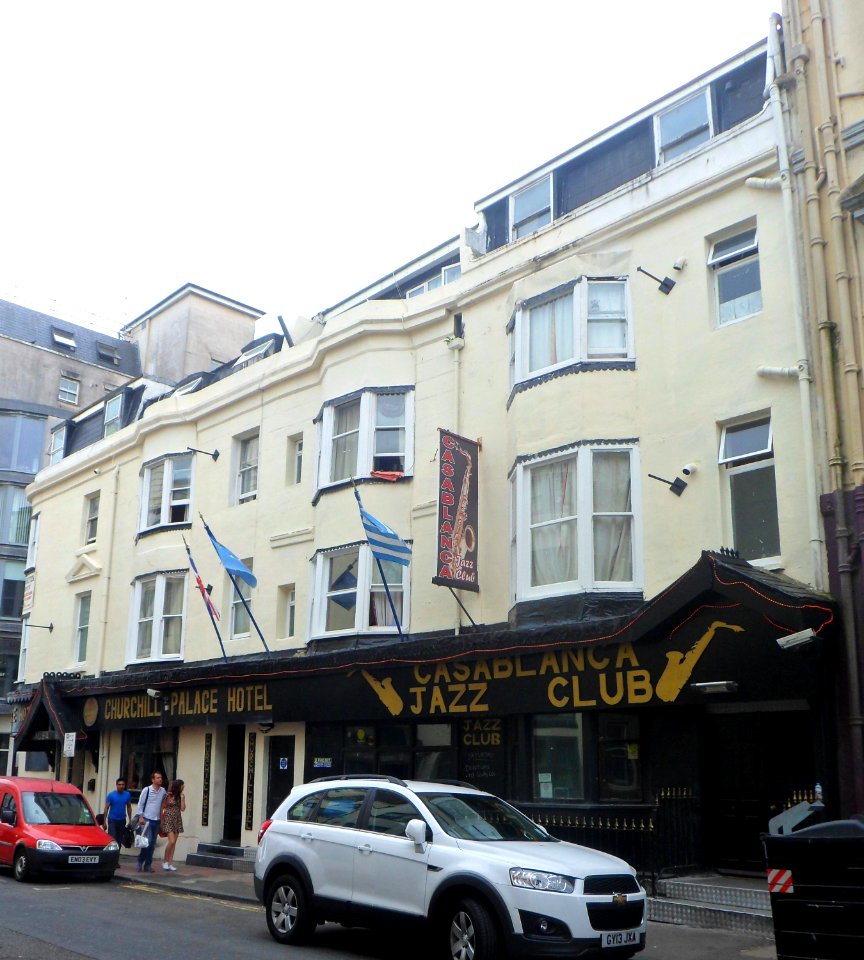 Churchill Palace Hotel and Casablanca Jazz Club, 2–5 Middle Street, The Lanes, Brighton (July 2014)