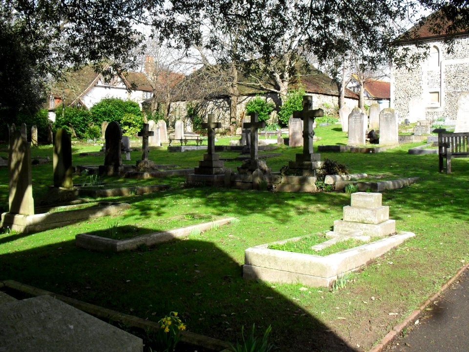 Churchyard at St Margaret's Church, Rottingdean (February 2011) (General view Looking Northeast) (2)