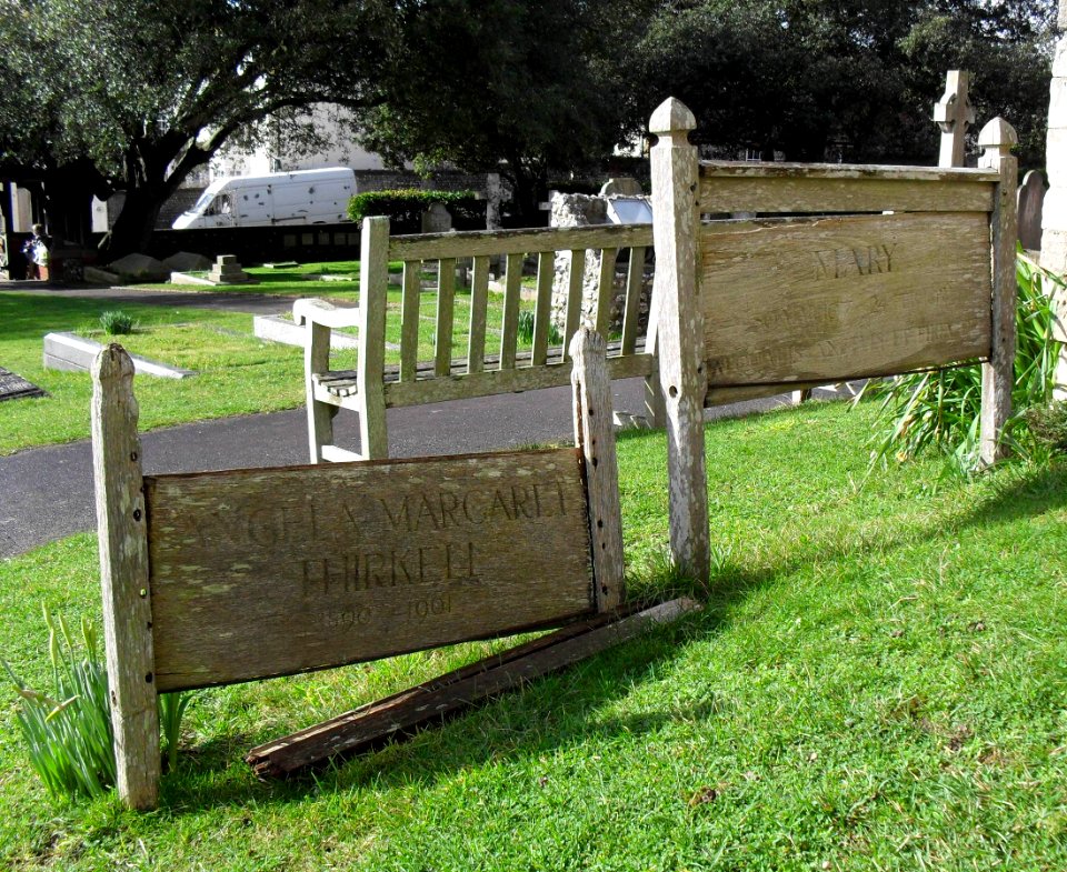 Churchyard at St Margaret's Church, Rottingdean (February 2011) (Wooden Grave Markers) (1)