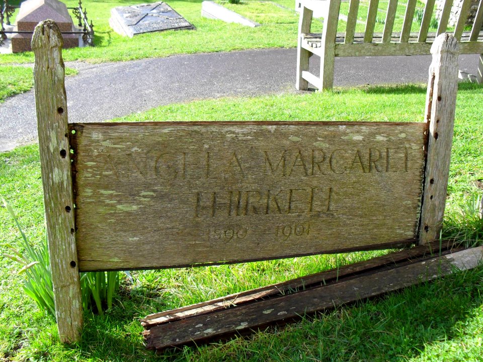 Churchyard at St Margaret's Church, Rottingdean (February 2011) (Angela Thirkell's Wooden Grave Marker)