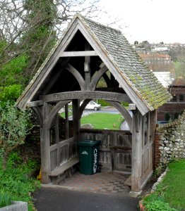 Churchyard at St Wulfran's Church, Ovingdean (February 2011) (Lychgate)