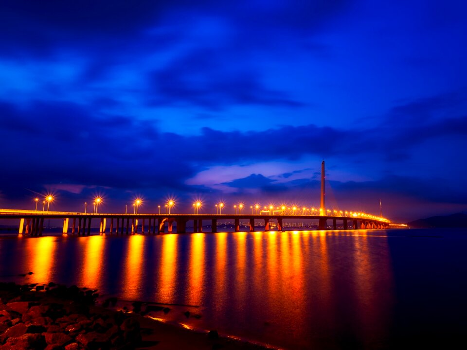 Sunset dusk bridge photo