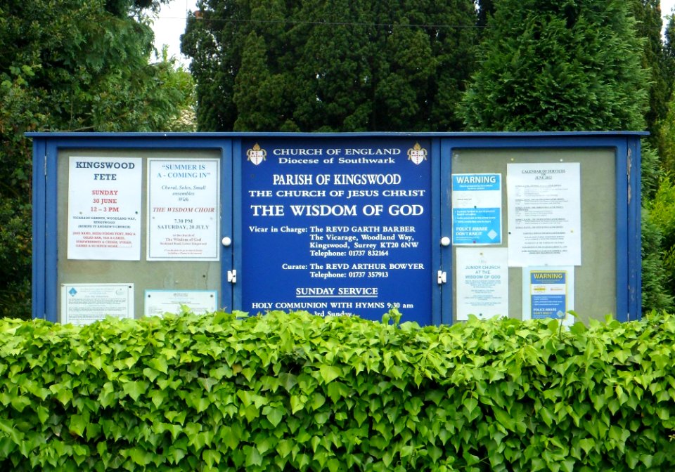 Church of Jesus Christ the Wisdom of God, Buckland Road, Lower Kingswood (June 2013) (Signboard)