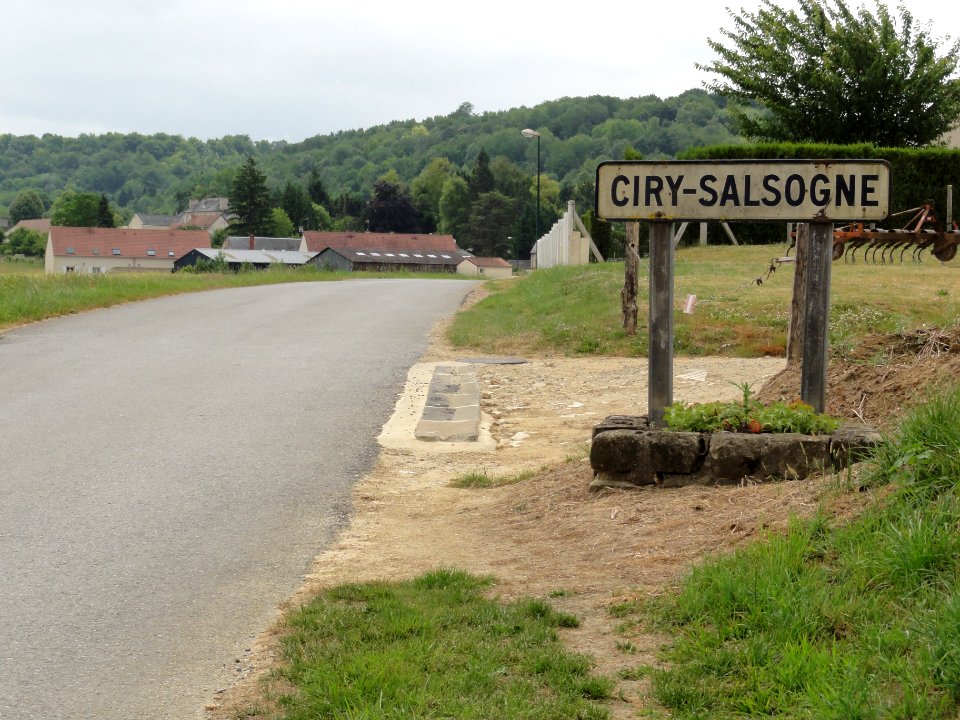 Ciry-Salsogne (Aisne) city limit sign
