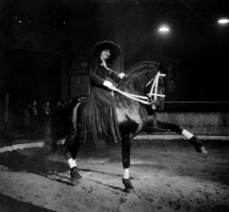 Circus Strassburger . Mevrouw Strassburger op paard, Bestanddeelnr 903-1491