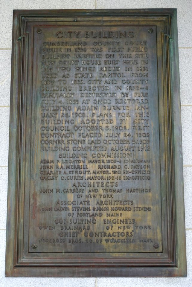 City Building plaque - Portland, Maine - DSC03886