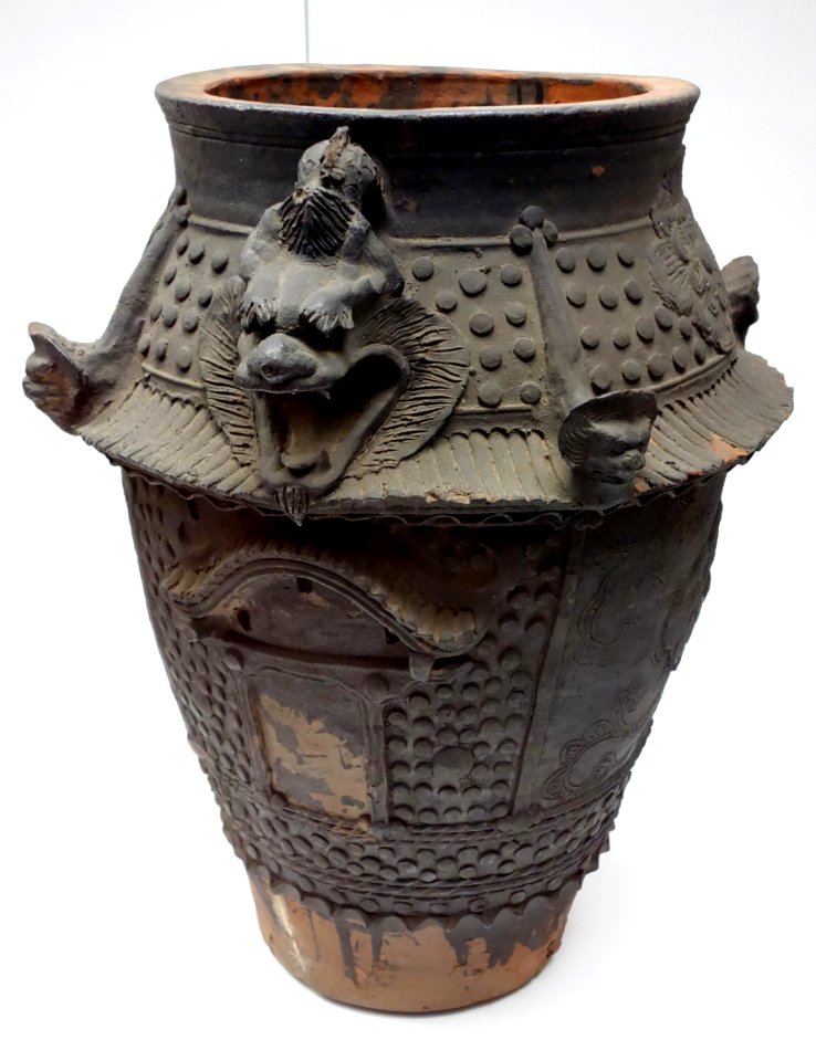 Cinerary Urn, Tsuboya ware, Okinawa Main Island, Second Sho Dynasty, Ryukyu Kingdom, 19th century, ceramics - Tokyo National Museum - DSC05434