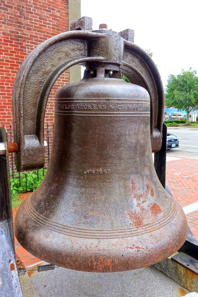 City Fire Alarm Bell, made by Naylor Vickers & Co., No, 1665, 1860 - Nashua, New Hampshire - DSC07377