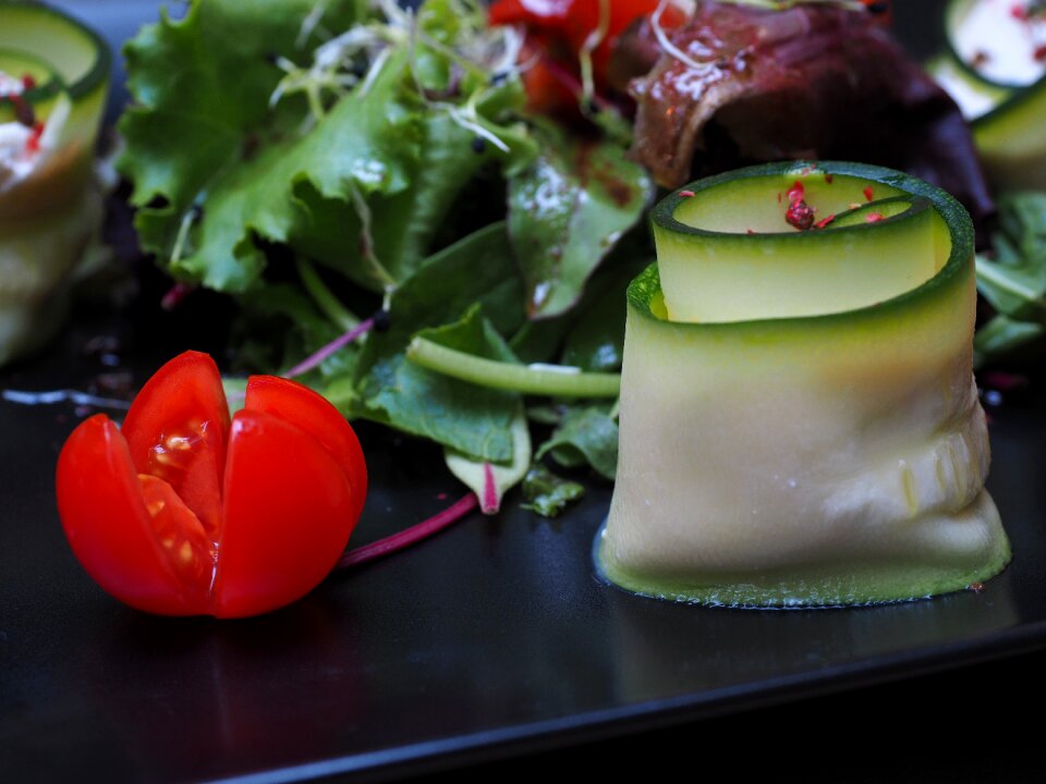 Tomato cucumber decorated