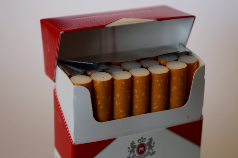 Cigarettes in a cigarette packet (close-up)