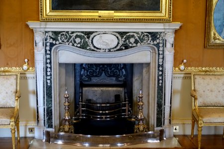 Cinnamon Drawing Room fireplace - Harewood House - West Yorkshire, England - DSC01951