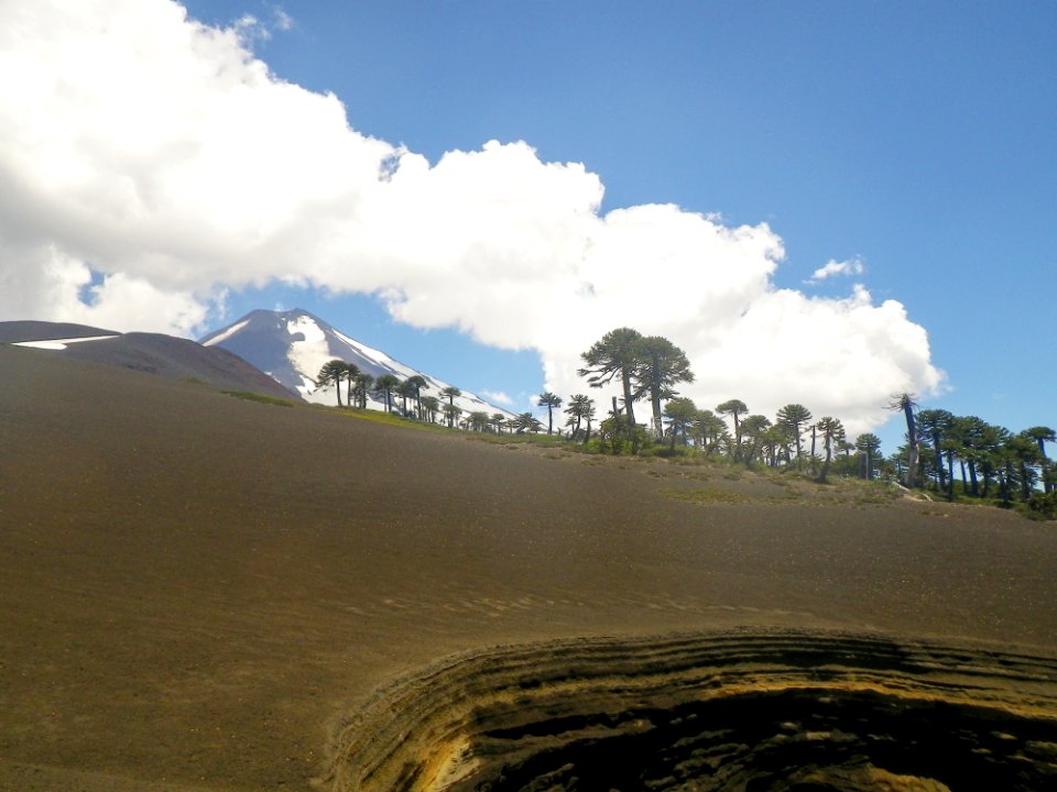 Cinder Field with Valley on Llaima Volcano