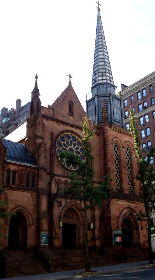 Church along Madison Avenue mid 70s looking east