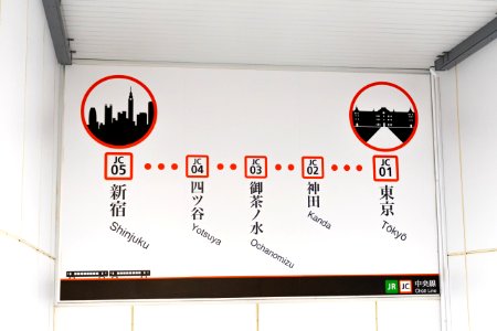 Chuo Rapid Line Route Map at Shinjuku Station 2021