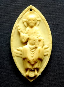 Christ Enthroned (Majestas Domini), Lorraine, late 11th century, walrus or narwhale ivory - Museum Schnütgen - Cologne, Germany - DSC00137 photo