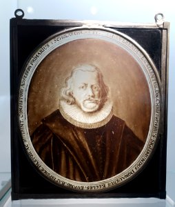 Christoph Sigismund Donauer, Regensburg Superintendent, by Jakob von Sandrart before 1655 after a portrait by Georg Christoph Eimmat c. 1660, glass - Landesmuseum Württemberg - Stuttgart, Germany - DSC03366