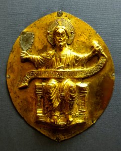 Christ with the Winnowing Fan separates the wheat from the chaff, probably Cologne, 1150-1160, gilt copper - Museum Schnütgen - Cologne, Germany - DSC09962 photo